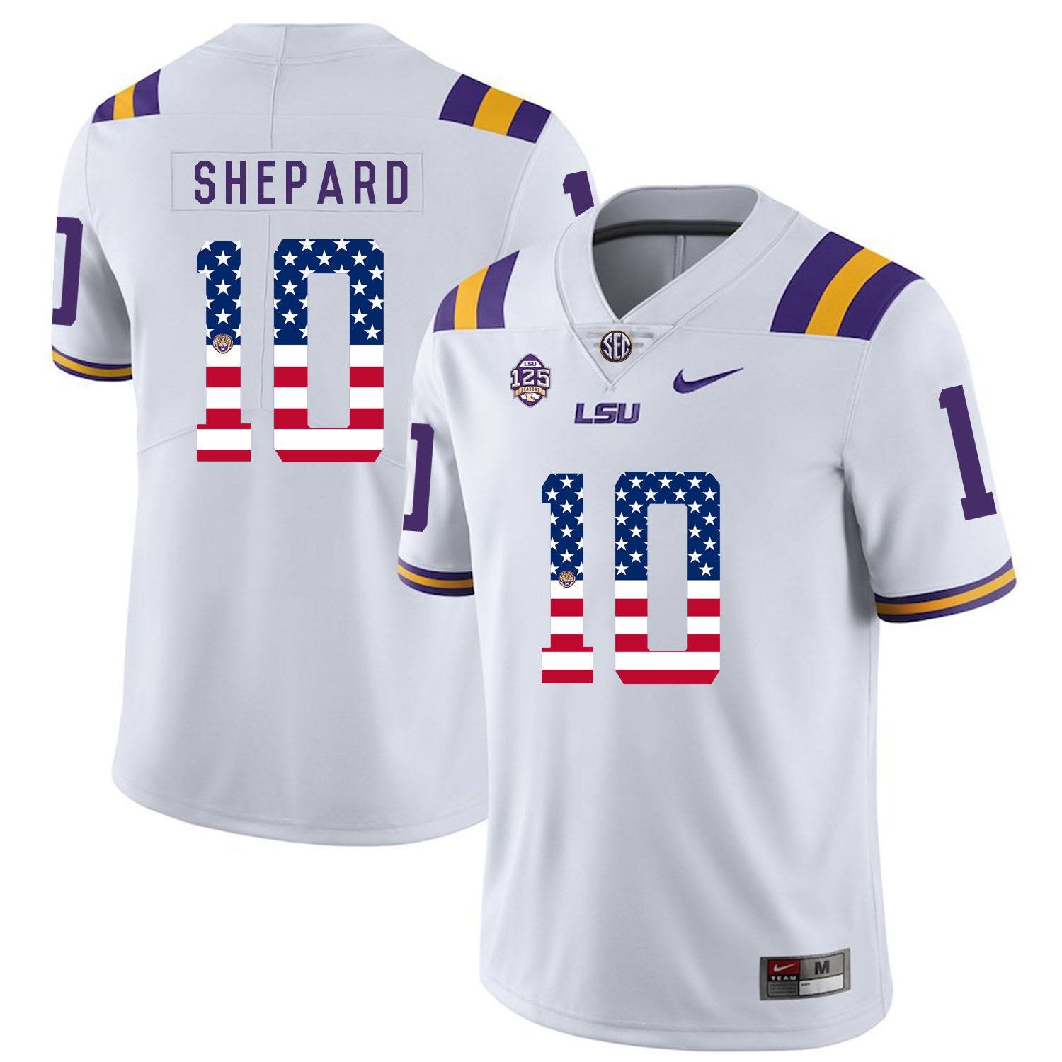 Men LSU Tigers #10 Shepard White Flag Customized NCAA Jerseys->customized ncaa jersey->Custom Jersey